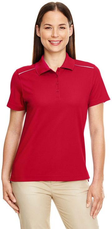 Core 365 Ladies' Radiant Performance Pique 4 oz 100% Polyester Polo Shirt with Reflective Piping
